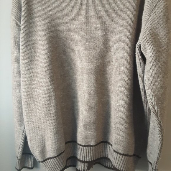 Vintage Men's Tan Brown Grandpa Wool Blend Zippered Sweater Cardigan | Large - Picture 11 of 15